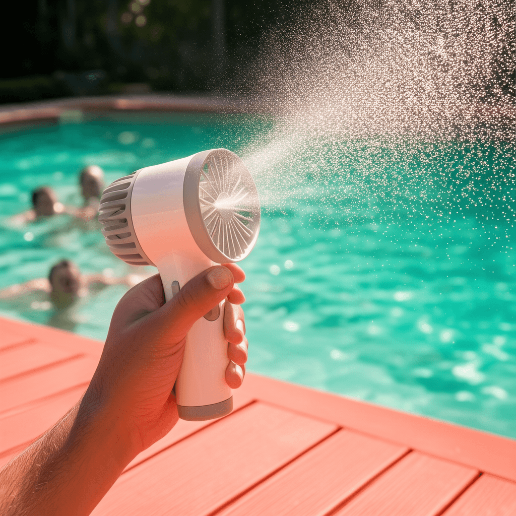 HandFan Portable Handheld Misting Fan (Spray Water Mist + Fan, Rechargeable)