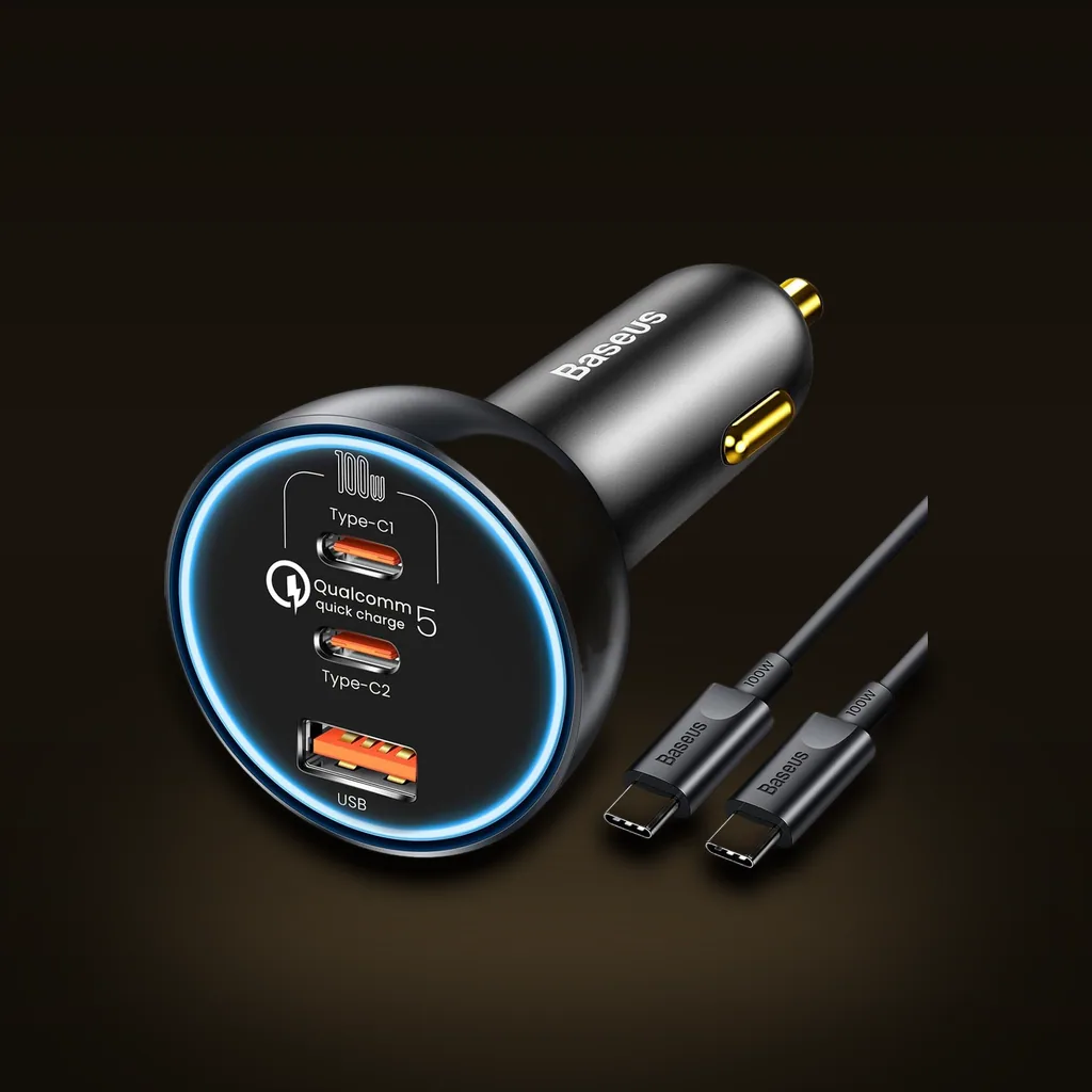 Baseus 160W USB-C Car Charger (3-Port, QC5.0/PD3.0/PPS)