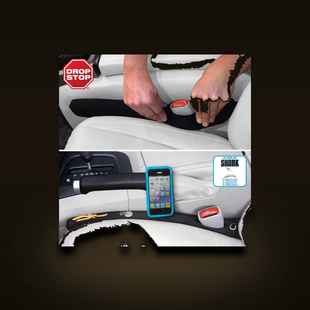Drop Stop Car Seat Gap Filler (Set of 2 + Pad & Light)