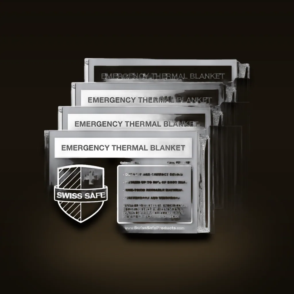 Swiss Safe Emergency Mylar Thermal Blanket (4-Pack)