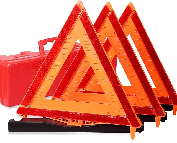 CARTMAN Reflective Warning Triangle Kit (3-Pack, DOT Approved)