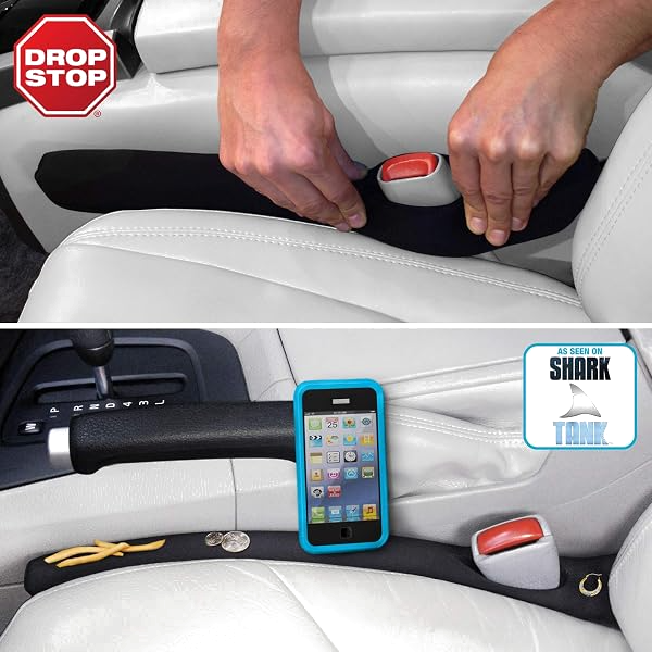 Drop Stop Car Seat Gap Filler (Set of 2 + Pad & Light)