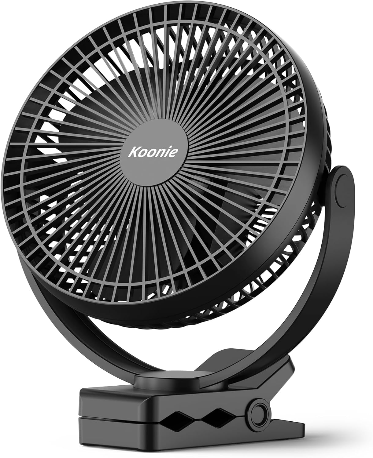Koonie 10000mAh Rechargeable Clip-On Fan (8-Inch, Black)